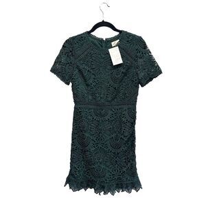 Lena Green‎ Lace Cut Out Short Sleeve Shift Mini Dress Size M NWT $64 Wedding